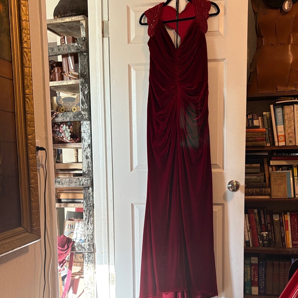 Tadashi Shoji Red Velvet Gown